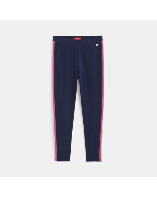 Leggings Okaïdi Sport à bandes côtés bleu fille