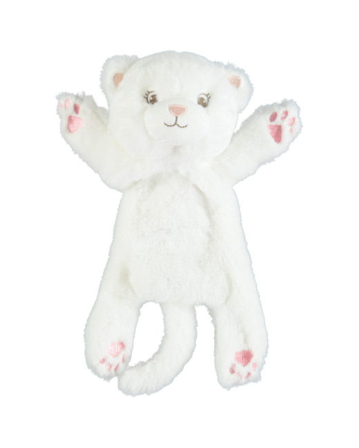 Doudou plat forme chat à détails brodés