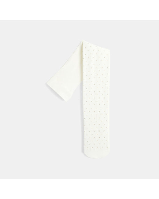 Collants nylon à pois pailletés blancs fille