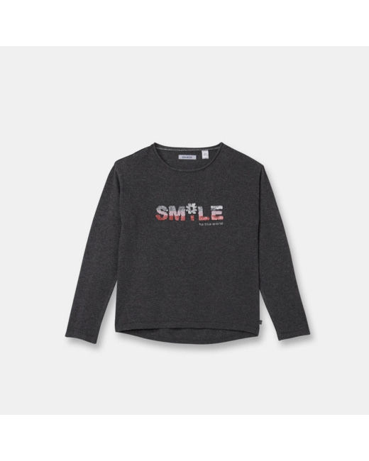 Pull à message gris fille