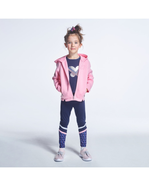 Sweat zippé à capuche rose fille
