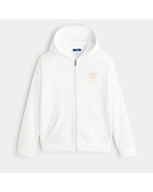 Sweat-shirt uni à capuche blanc fille
