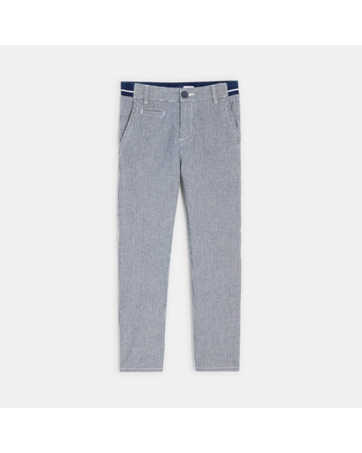 Pantalon carrot rayé blanc garçon