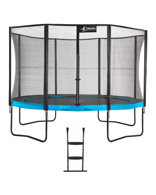 Trampoline de jardin 365 cm + filet de sécurité + échelle PUNCHI