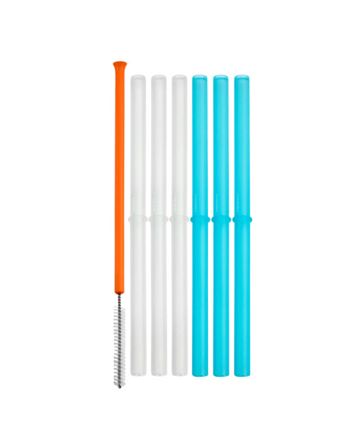 6 Pailles réutilisables en silicone + 1 écouvillon