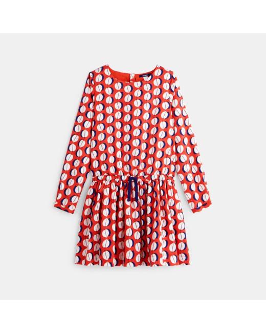 Robe imprimée à manches rouge fille