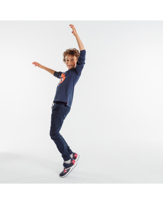 Pantalon en toile et cordon à la taille bleu garçon