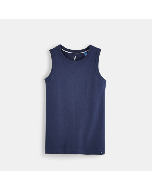 Débardeur uni en coton écoresponsable bleu garçon