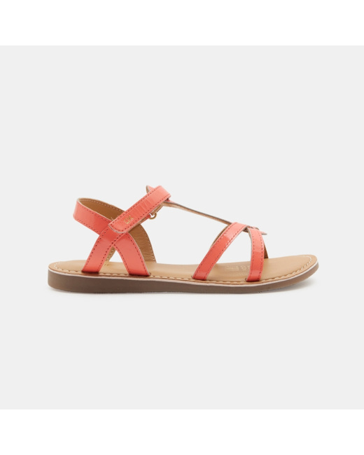 Sandales multibrides en cuir verni roses fille