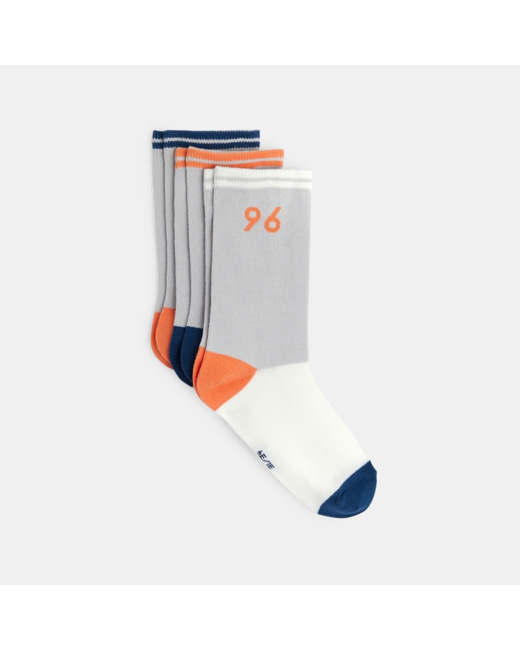 Chaussettes tricolores "96" (lot de 3) orange garçon