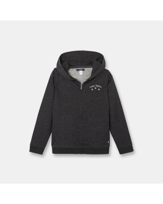 Sweat-shirt pailleté gris fille