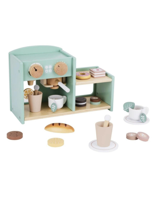 Machine à café et boutique en bois