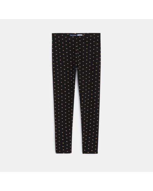 Leggings imprimés de petits motifs noir fille