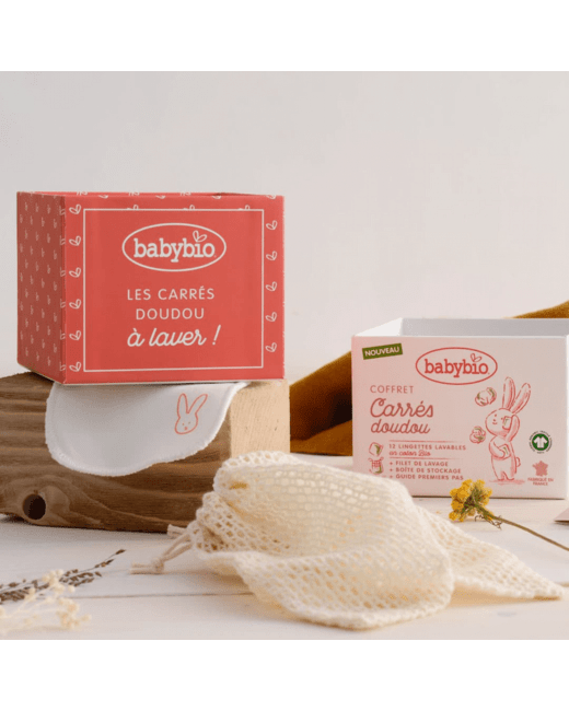 Coffret de 12 lingettes lavables en coton bio