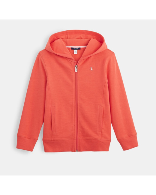 Sweat-shirt uni à capuche orange garçon