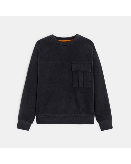 Sweat-shirt uni 1 poche gris garçon
