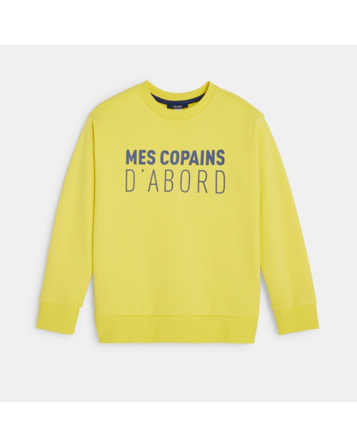 Sweat-shirt à message jaune garçon
