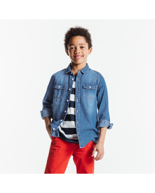 Chemise en jean bleue garçon