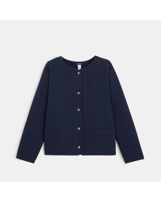 Gilet molletonné pressionné bleu fille
