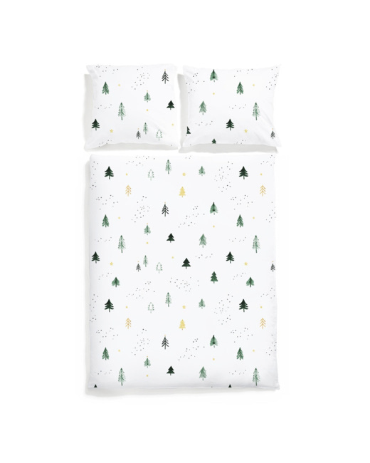Housse de couette en satin de coton - Sapins