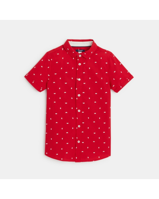 Chemise manches courtes palmiers rouge garçon