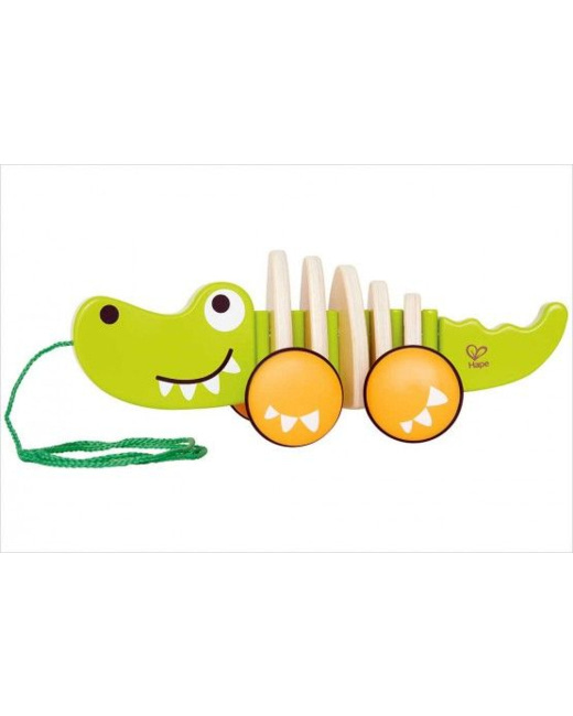 Crocodile à tirer en bois