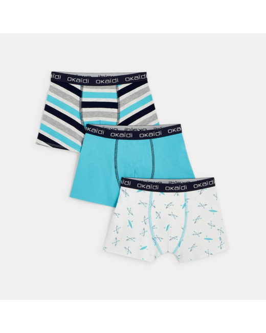 Boxers en jersey de coton (lot de 3) bleu garçon