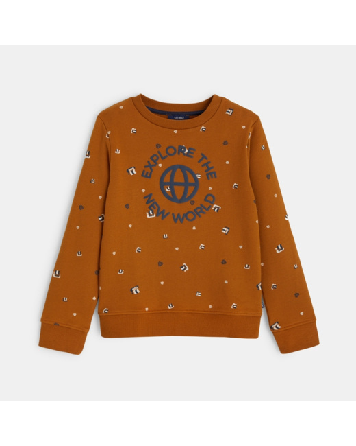 Sweat-shirt à motifs imprimés orange garçon