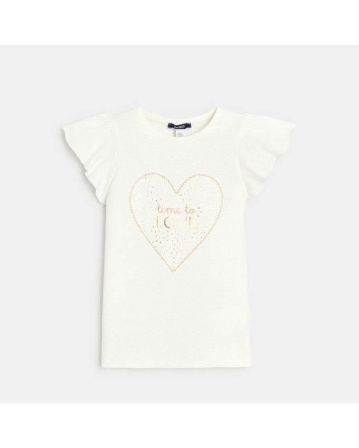 T-shirt à message "Time to love" blanc fille