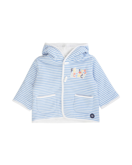 Veste molletonnée rayée Baby - coton épais - Lobélia/Milk