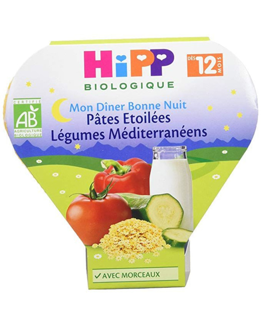 Menu Bonne nuit Pâtes Etoilées Légumes Méditerranéens - Assiette 230g - 12mois