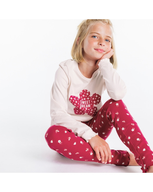 Pyjama 2 pièces en jersey rose fille