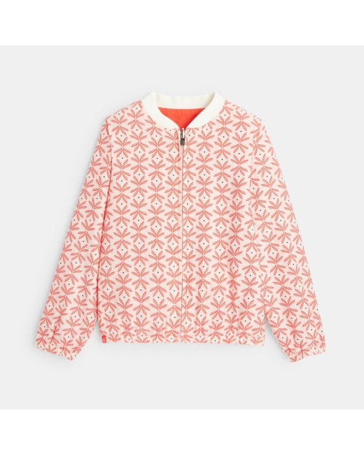 Blouson zippé réversible palmiers rose fille