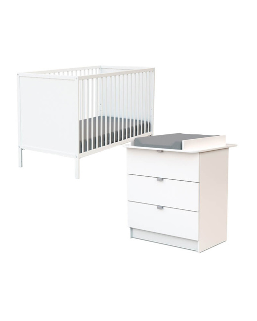 Lit bébé à panneaux Webaby + Meuble ou commode à langer Webaby
