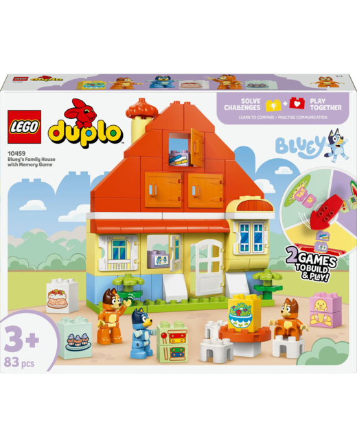 La maison de famille de Bluey et le jeu de mémoire Duplo