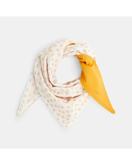 Foulard triangle recto verso Cœur jaune fille