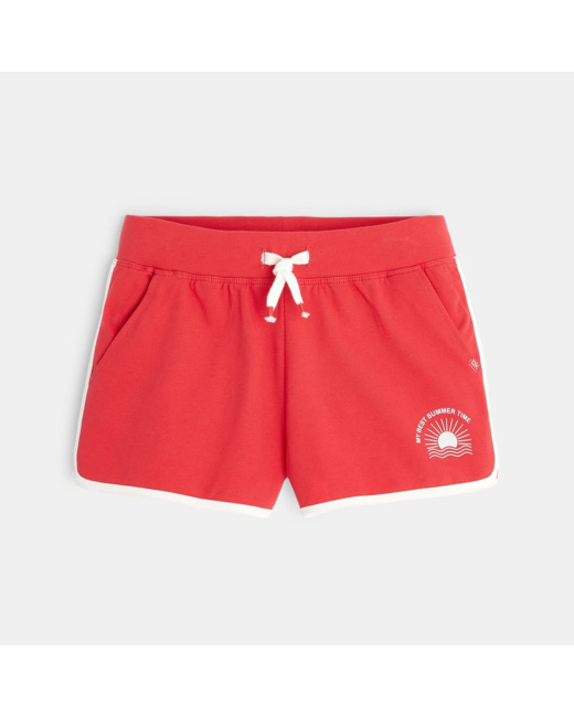 Short uni en jersey doux rouge fille