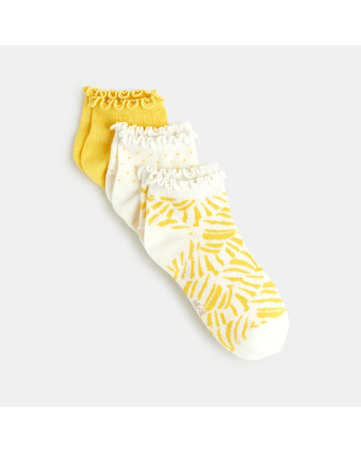 Socquettes volantées fantaisie (lot de 3) jaune fille