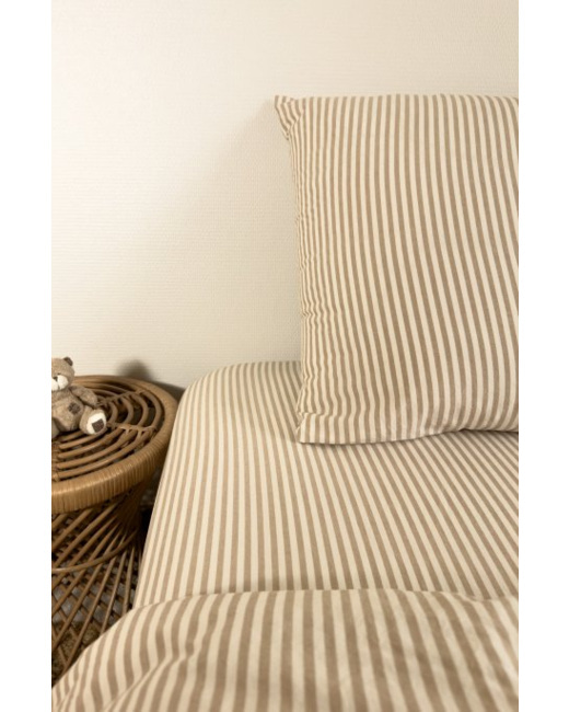 Drap housse Percale de Coton Bio rayé 1 personne