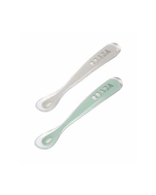 Lot de 2 cuillères 1er âge silicone avec boîte de transport