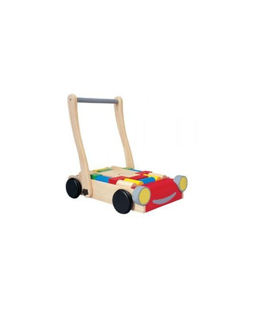 Chariot de marche en bois avec cubes