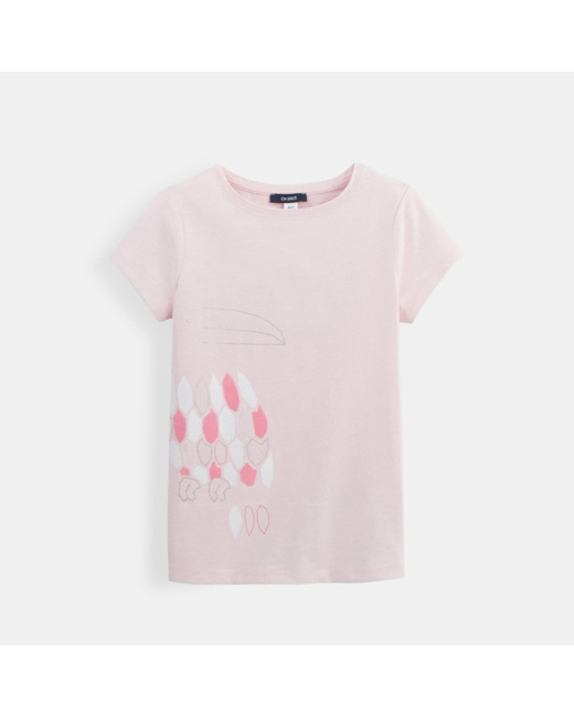 T-shirt motif animal rose fille