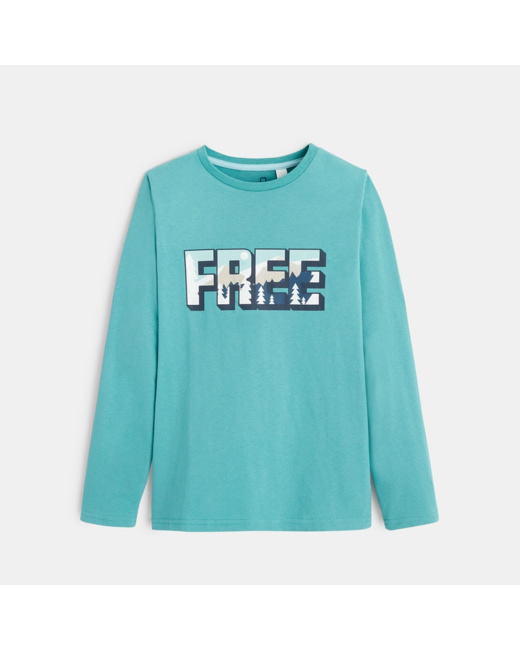 T-shirt à message FREE vert garçon