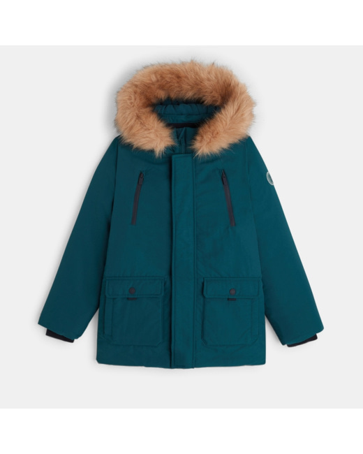 Parka matelassée à capuche vert garçon