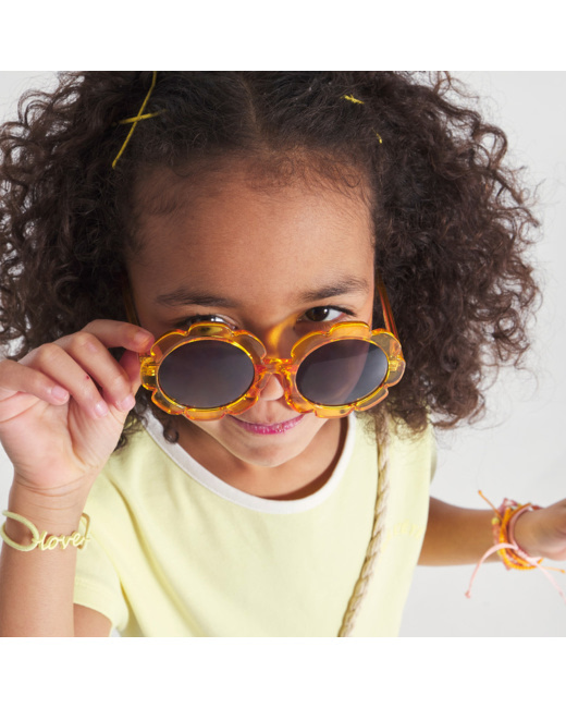Lunettes de soleil fleurs jaune fille