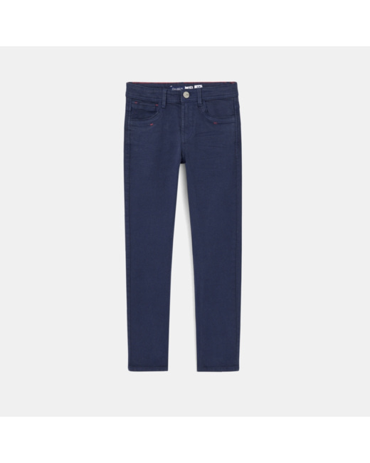 Pantalon slim en toile unie bleu garçon