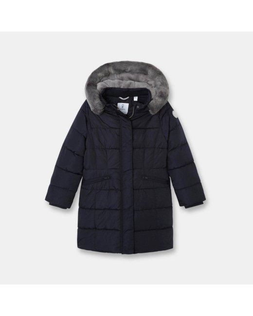 Manteau doudoune à capuche bleue fille