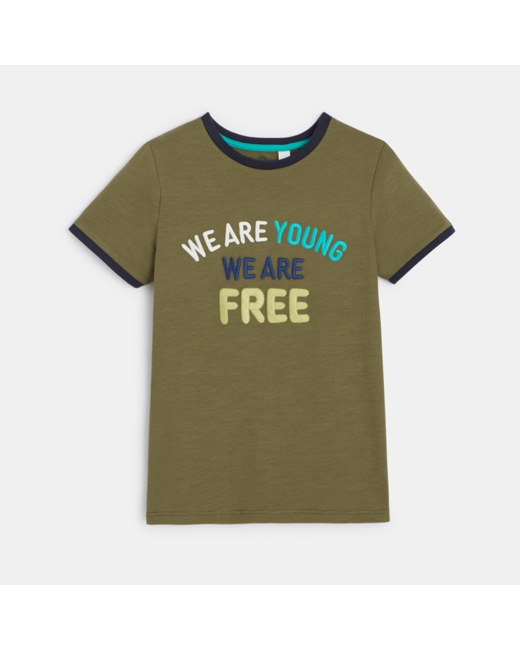 T-shirt "We are young, we are free" vert garçon