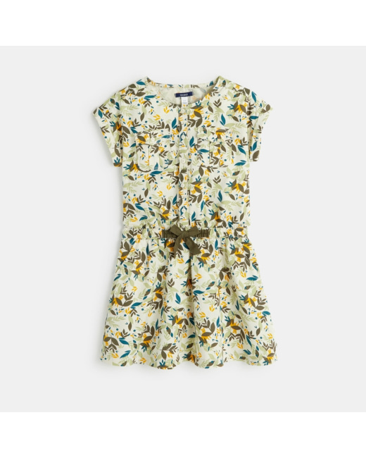 Robe-chemisier imprimée verte fille