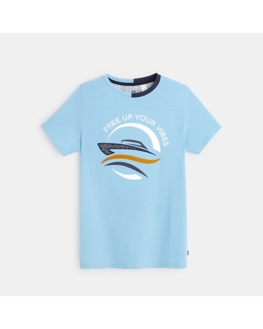 T-shirt à message turquoise garçon